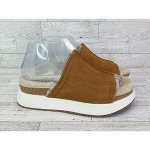 OTBT Wayside Platform Slides Shoes Brown Suede Shearling Lined Women's US 7 M